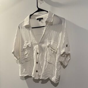 Cream Button-Up Blouse